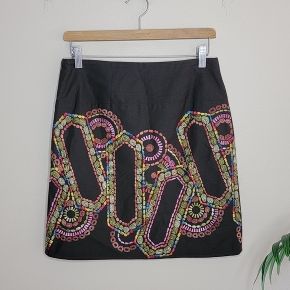 Sevier Skirts | Brown Skirt with Colorful Embroidery - Picture 3 of 4